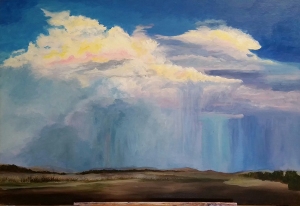 Storm landscape painting