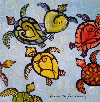 Colorful Painting of Turtles