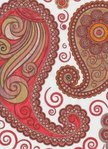 Orange, Brown and Gold Paisley